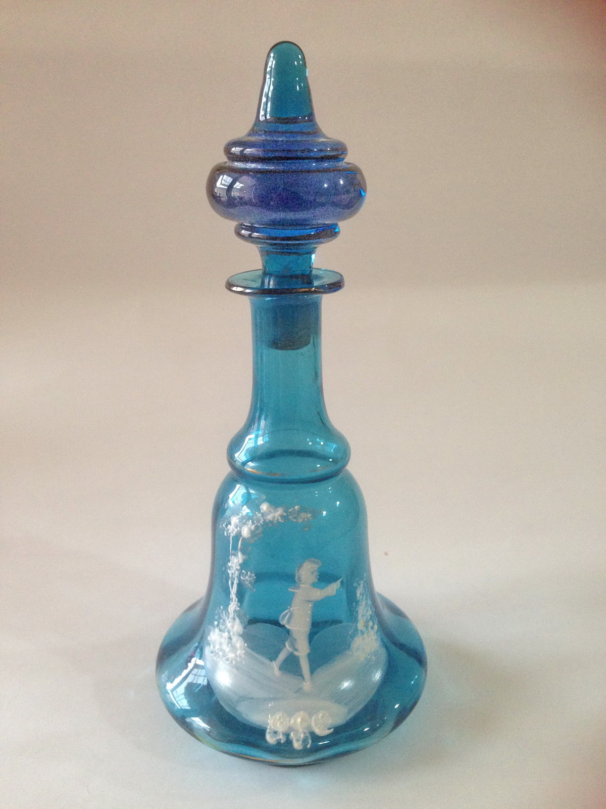Mary Gregory blue glass perfume decanter
